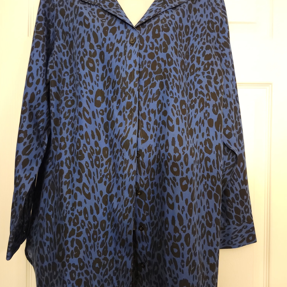 Chico's Vibrant Blue and Black Animal Print Blouse